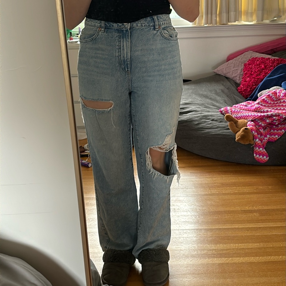 Garage wide leg ripped jeans